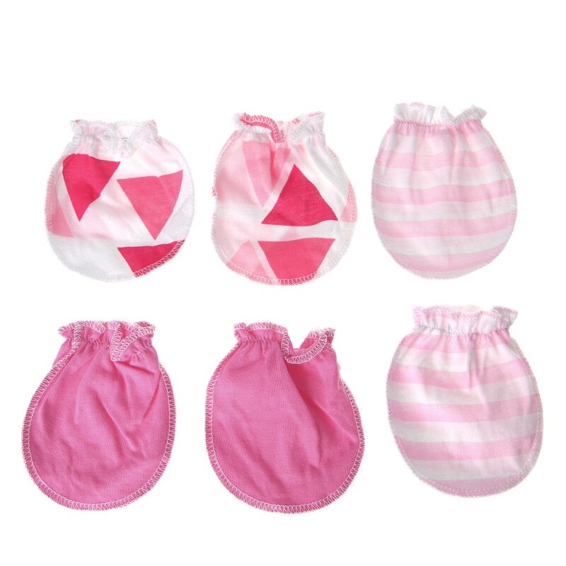 1 conjunto de 3 pares moda bebê anti riscar luvas proteção recém-nascido rosto algodão risco luvas alta qualidade novo: PK