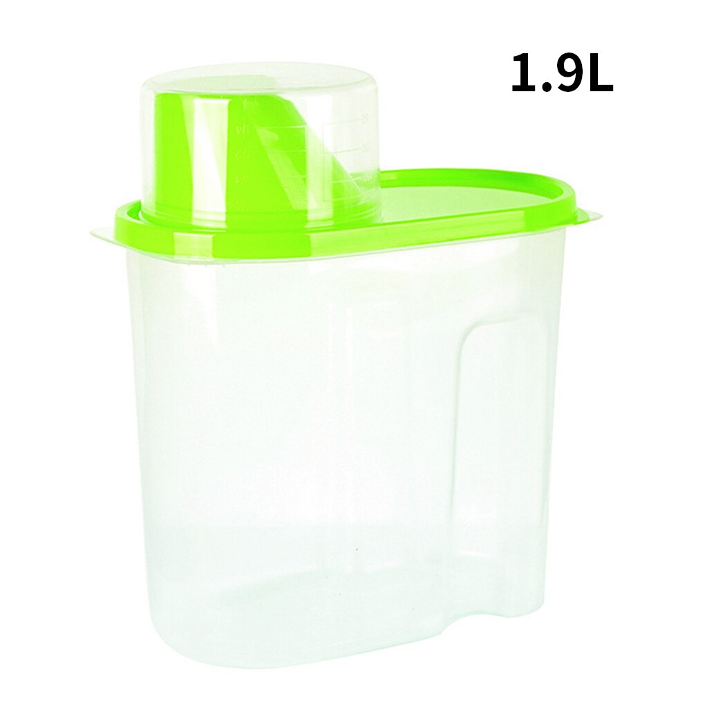 1.9-2.5L PP Food Storage Box Clear Plastic Kitchen Storage Bottles Jars Dried Grains Tank Pantry Container Sealpot Organizer 1pc: Green 1.9L