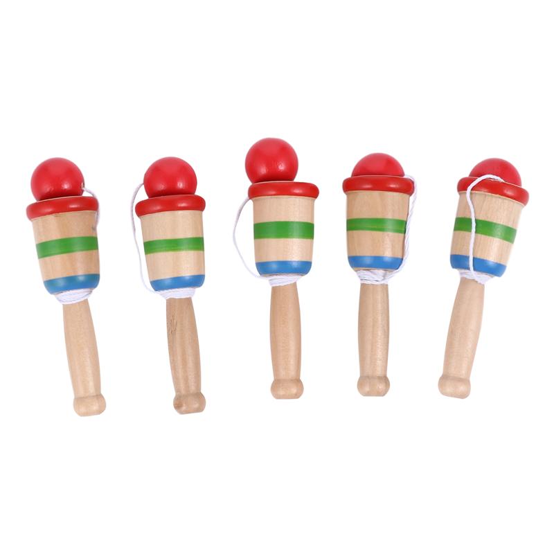 5pcs Kids Anti Stress Safe Simple Wooden Bilboquet Cup and Ball Preschool Educational Toys for Children Outdoor Funny Games