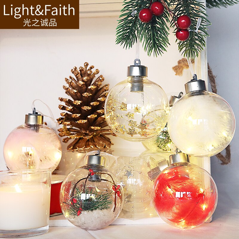 8Cm Kerst Ballen Met Verlichting Boom Ornamenten Led Licht Onbreekbaar Xmas Bruiloft Jaar Decoraties Bal