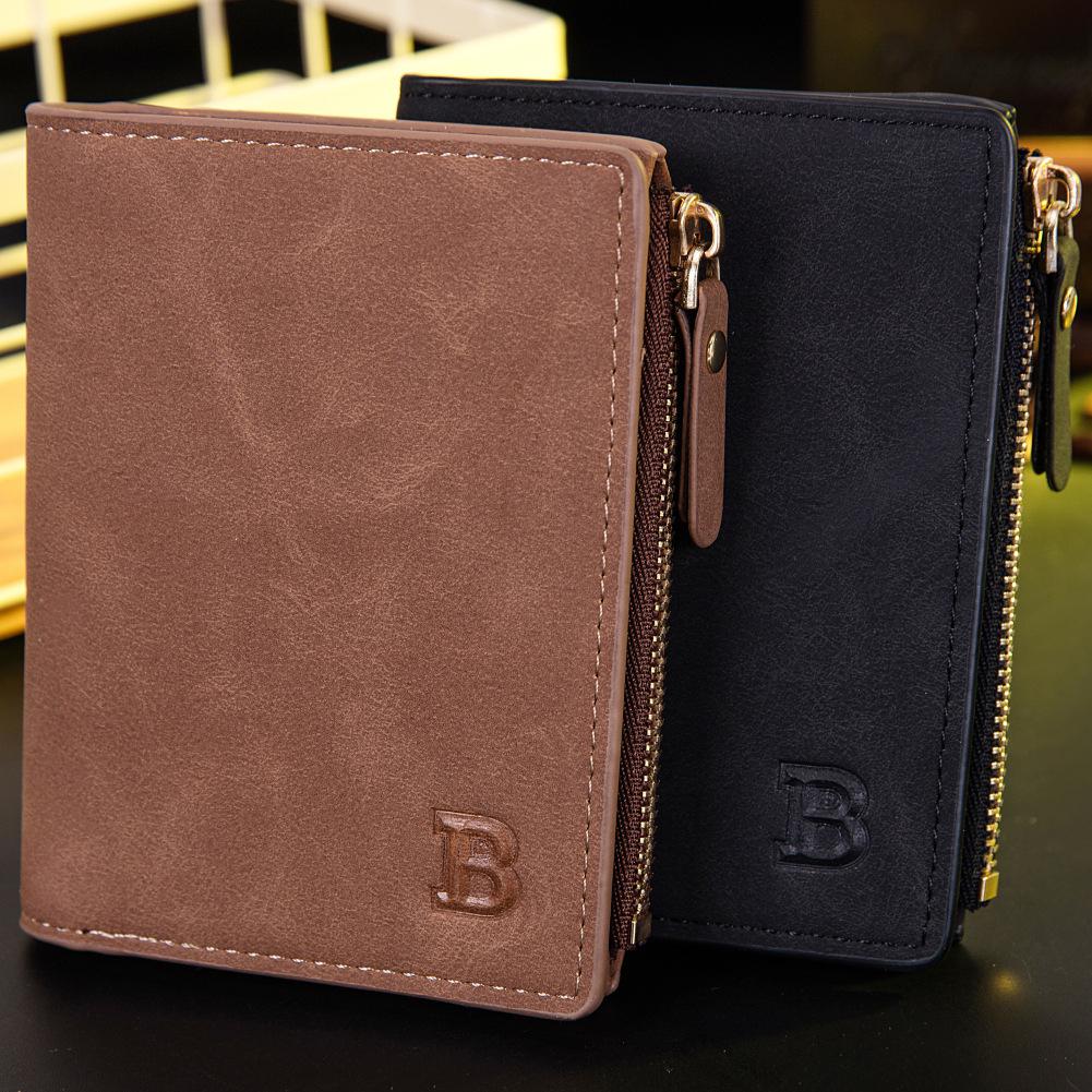 Hommes court mat portefeuille en cuir synthétique polyuréthane Horizontal carré sac à main ID carte bancaire Photo porte-monnaie