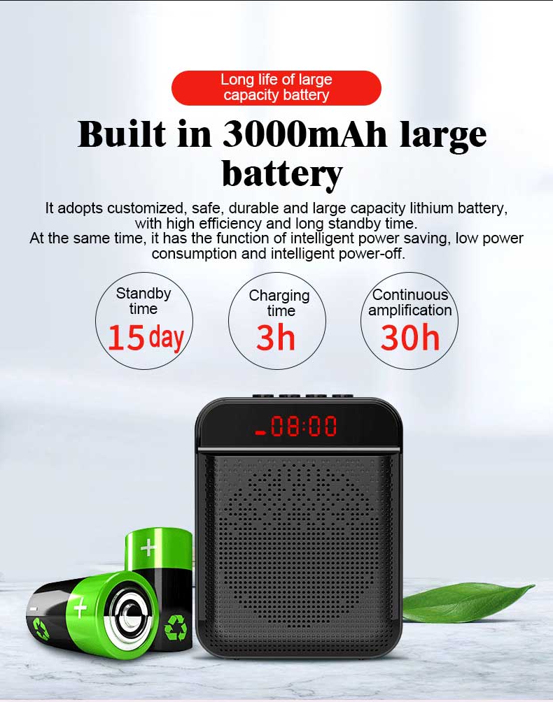 K3 Megaphone Portable Bluetooth Wireless Voice Amplifier Teacher Microphone Speaker Loudspeaker Support TF Card MP3 FM Radio