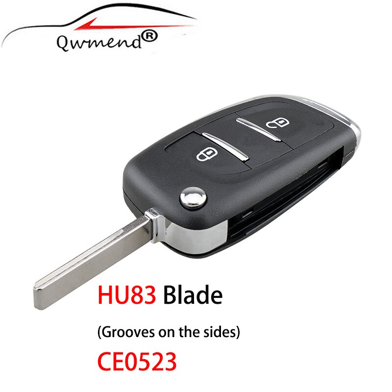 För citroen nyckelskal 2/3 knappar smart bilnyckelfodral för peugeot 307 308 407 408 3008 för citroen picasso  c2 c3 c4 c5 c6 c8: Hu83 blad 2 knappar