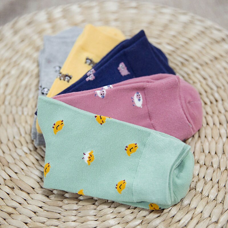 Cartoon Cotton Socks Multi-Color Dress Casual Men's Women's Socks