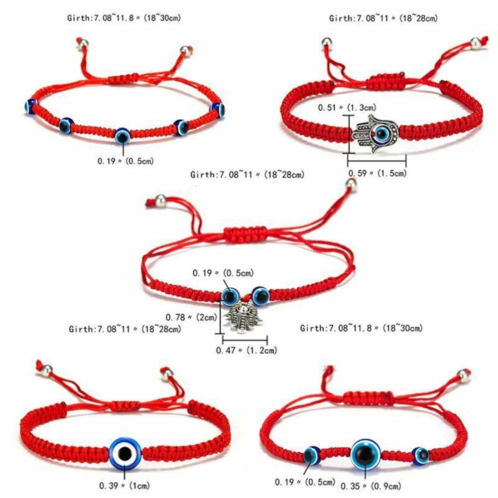 Pulseras de hilo rojo trenzado para hombre y mujer, abalorios de ojo malvado turco, cadena roja de la suerte, de joyería, 1 ud.