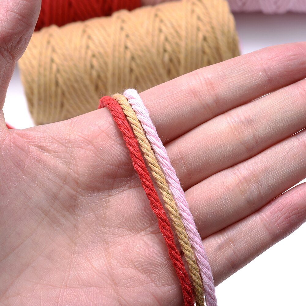 iYOE 28m/Roll 3mm Solid Color Cotton Cord Thread Making Macrame String Diy Craft Accessories Home Decoration