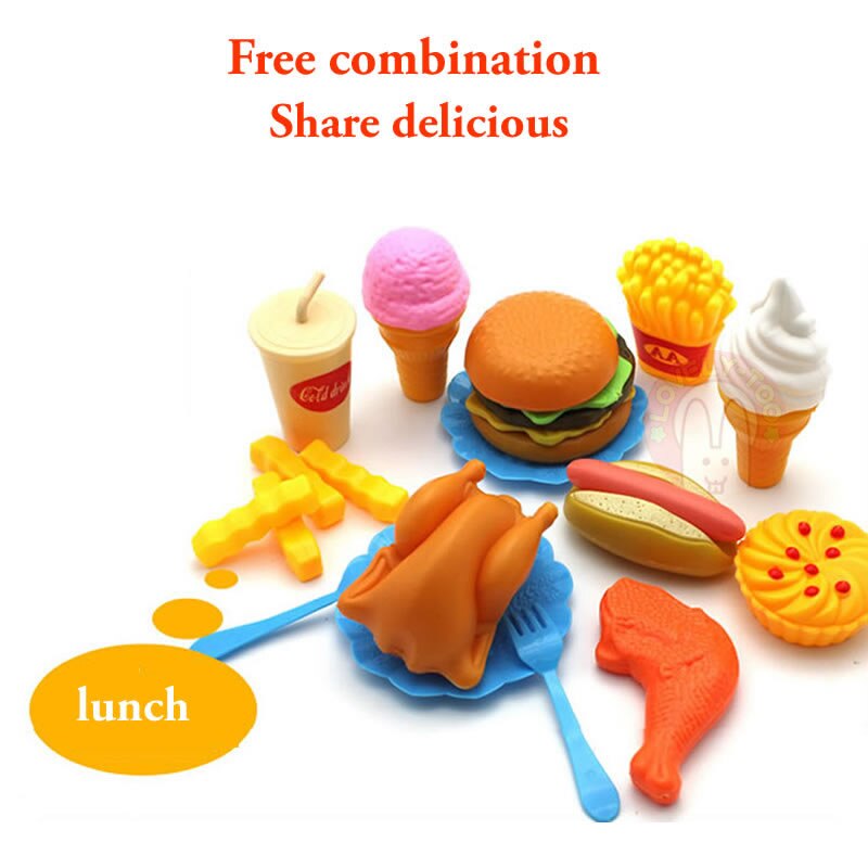 Kids Keuken Speelgoed Plastic Fruit Ijs Speelgoed Hamburger Meisjes Pretend Play Nep Miniatuur Voedsel Speelgoed Set Baby Kinderen Koken