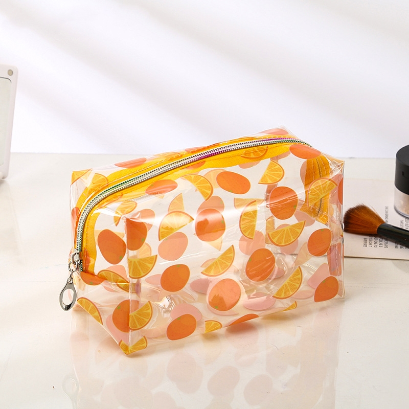 Purdored 1 pc kirkasta hedelmää kosmetiikkapussi vedenpitävä pvc matka naisten meikkipussi meikki järjestäjä hygieniatuotepussi trousse de toilette