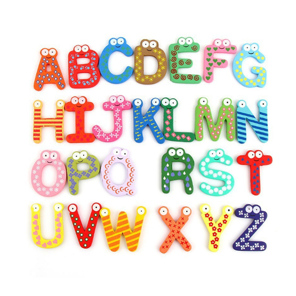 Cartoon Alphabet Magnet Refrigerator Sticker Fridge Magnets Animal Letters Wooden 26 Pcs/Set Colorful Magnetic Learn Kid DIY