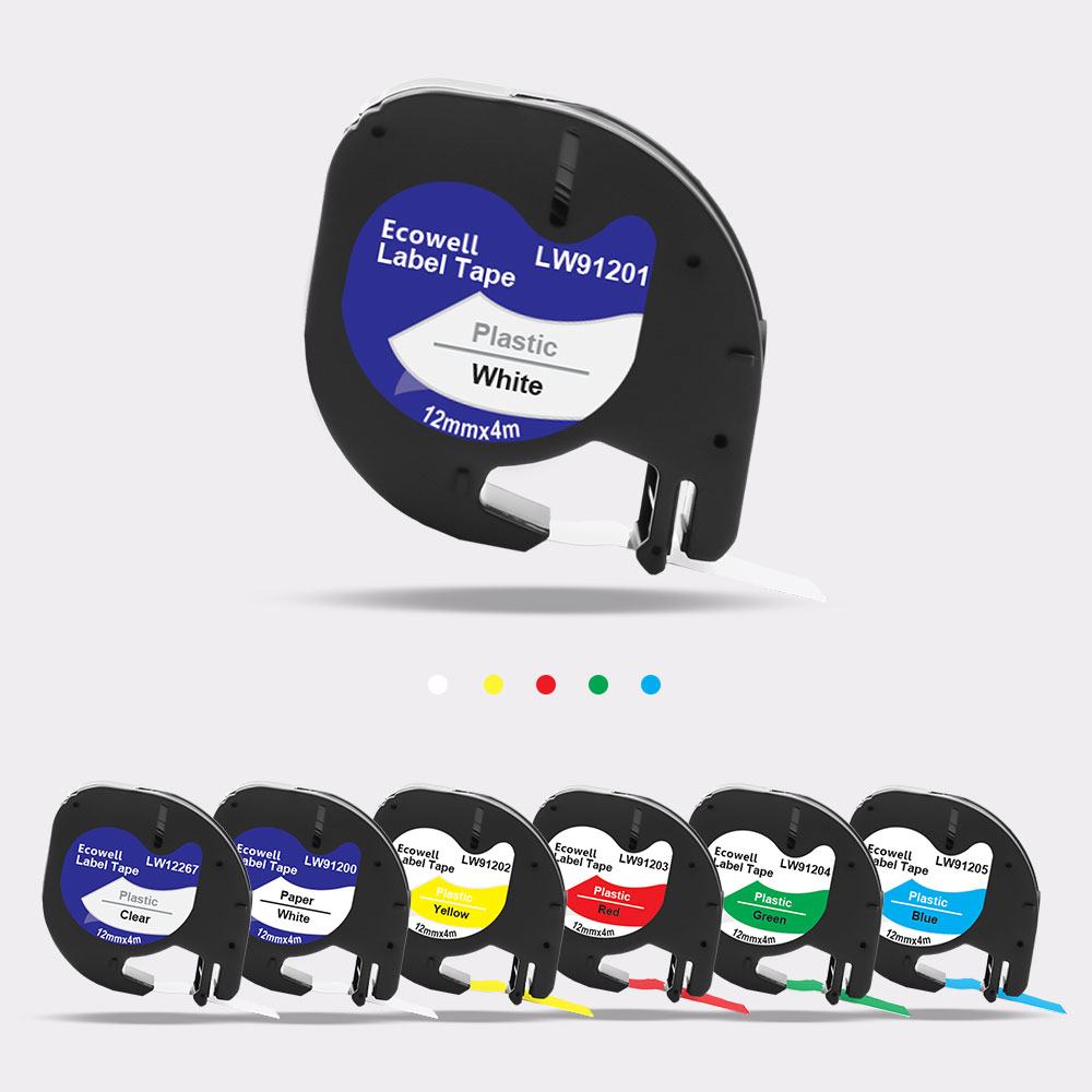 Lot 10 Rubans Étiquettes Compatibles Dymo 91221 S0721660 12mm Noir Sur Blanc - Pour LetraTag