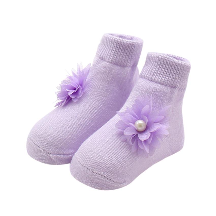 Baby Kids Girls Comfortable Floral Cute Cotton Sock Slippers Warm Ankle Socks F804: B