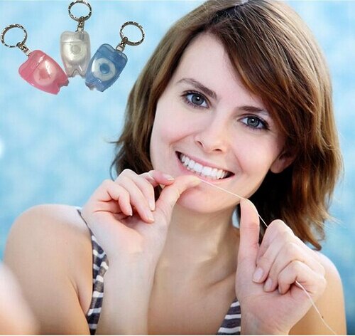 1 Pc Kleur Willekeurige Dental Floss Voor Tanden Reinigen Mondverzorgingskit Mondhygiëne Mint Geur Draagbare Tanden Sleutelhanger