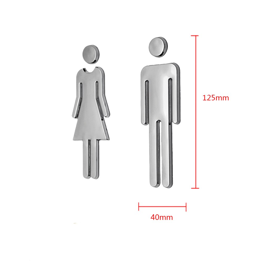 12cm Pair 3D Man Women Toilet Signs Bathroom Indicator Signpost Self Adhesive Toilet Door Sign Plate for Hotel Office Restaurant