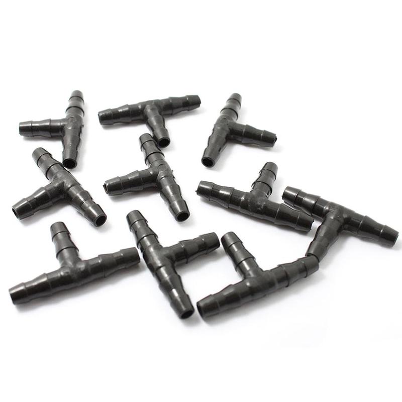 10 Uds. Conector de derivación en T para manguera de 1/4 pulgadas, conector para césped y jardín, manguera , riego de 4/7 Mm, N2A9