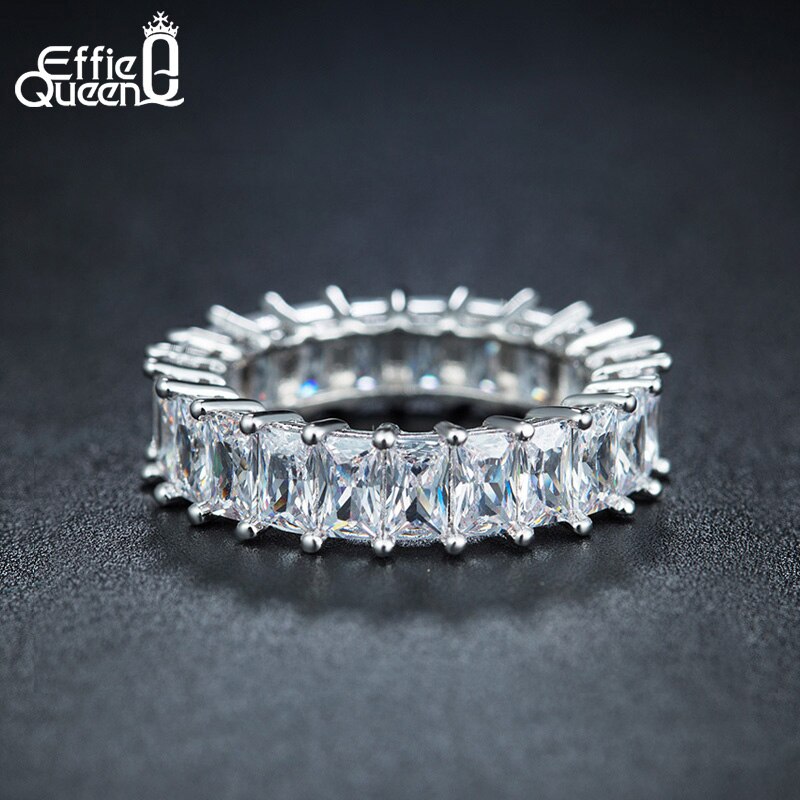 Effie Queen Rij Eeuwige Crystal Sieraden Wedding Ring Clear Mode Eternity Ringen Voor Vrouwen Sieraden DR146