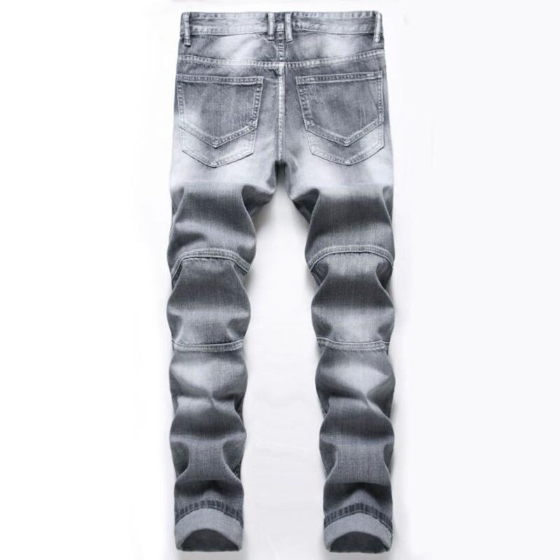 Nueva primavera para Hombre Pantalones vaqueros rasgados Casual Slim Fit gris Pantalones vaqueros de Hombre Hip hop mezclilla Pantalones rectos Pantalones Hombre