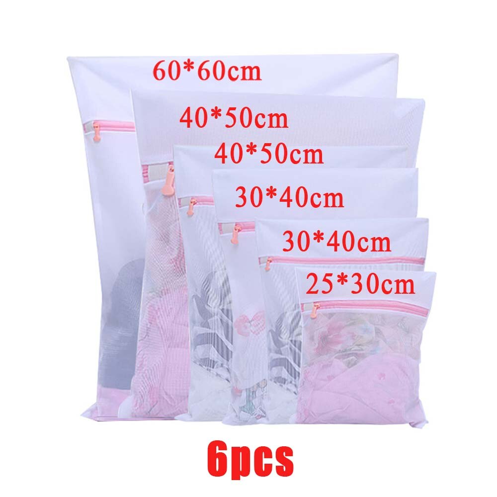Waszak huishoudelijke waszakken met rits delicate bh's lingerie slipjes waszakken ondergoed kleding opbergruimte voor thuis: 6 stuks