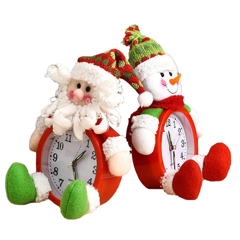 Horloges de noël nouvelle père noël bonhomme de neige poupée en forme de bureau horloge maison aiguille batterie Table décorations de noël fête décor