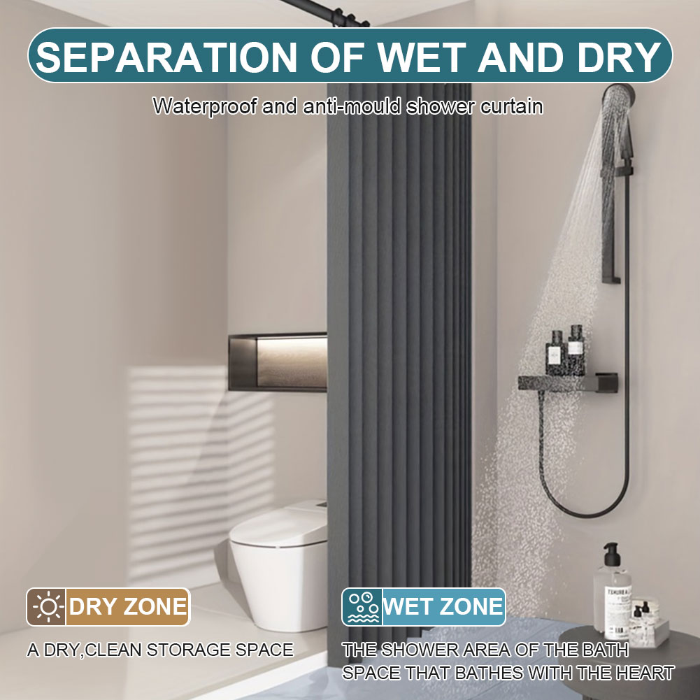 Faltbarer magnetischer Duschvorhang, wasserdichter Badvorhang mit 14 Haken, Badezimmervorhang, modern für Badezimmer