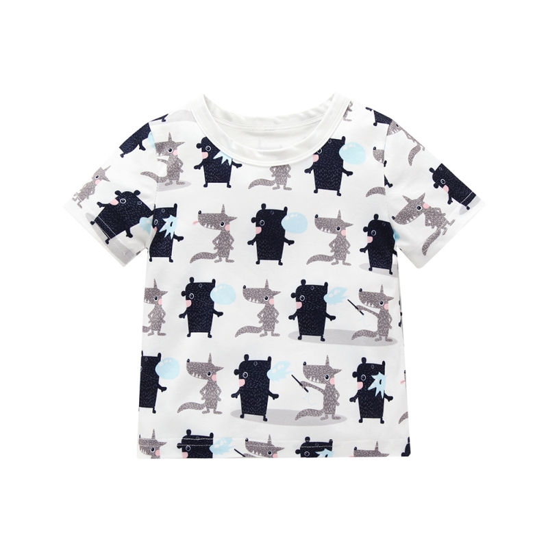 Summer Baby Boys Casual Tops Newborn Boys Short Sleeve Cartoon Dogs Print T-shirt Pure Cotton Tops Infant Round Collar Blouse: 9M