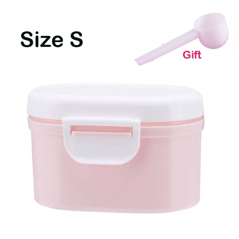 Portable Baby Formula Milk Storage Box Outing Food Snacks Container Food Container Storage Feeding with Spoon: Pink Size S