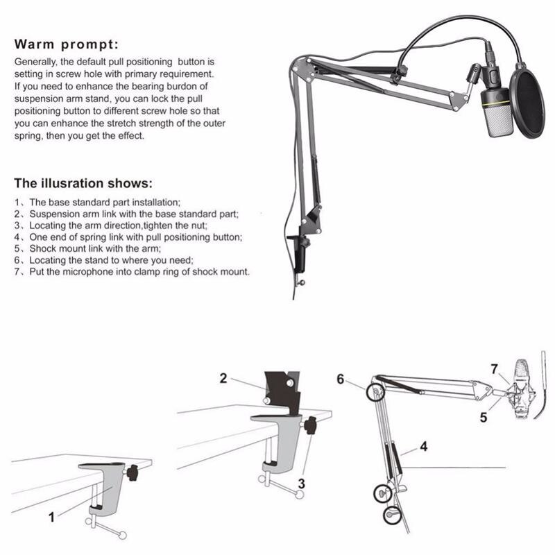 Nuovo NB-35 microfono sospensione braccio supporto Clip e supporto da tavolo morsetto filtro parabrezza maschera Shield Clip Kit