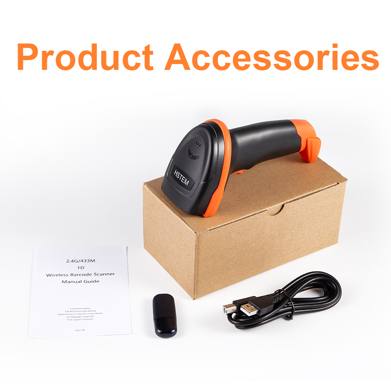 Hstem Bluetooth Barcode Scanner 1D Cordless 2.4G Wireless and USB 2.0 Wired Bar Code Reader Work with Windows Mac Android iOS