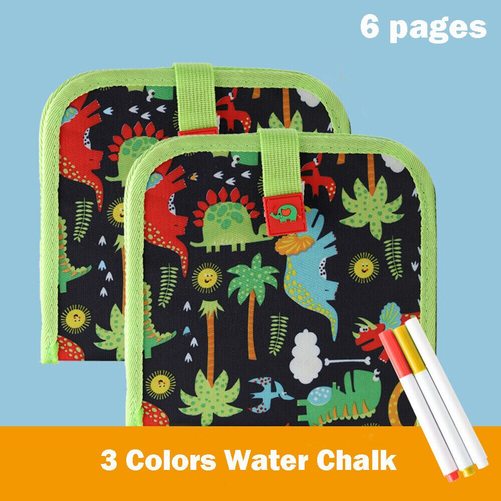 3 stil sletbart magnetisk vand skrivning tegning maleri bog tavle pen doodle legetøj børn: Dinosaur 6 sider