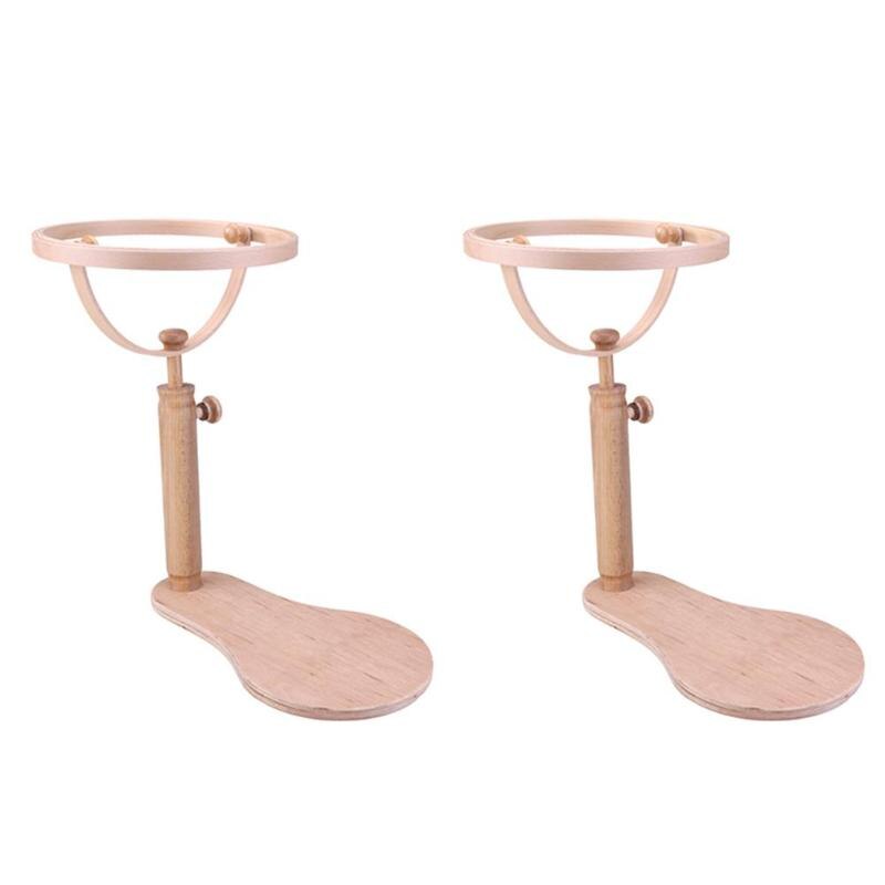 Height Adjustable Wood Embroidery Stand Hoop Craft Cross Stitch Ring Frame Rack Desk Standing Hand Sewing Crafts