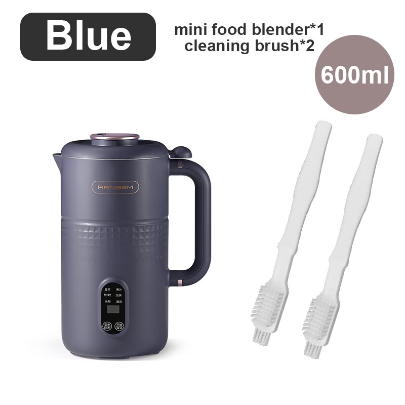 600ml Household Mini Food Blender Soymilk Maker 304 Stainless Steel Multifunction Automatic Heating Food Mixer For Home 220V: Blue / AU Plug