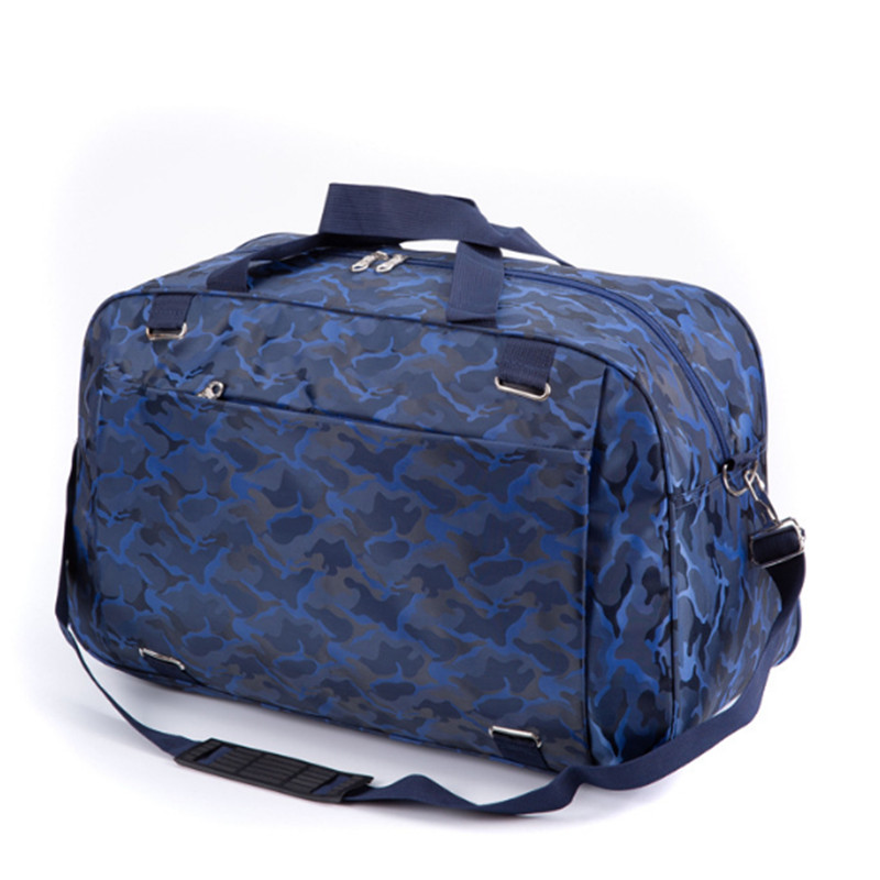 camouflage tote travel bag women men shoulder travel handbag large capacity Weekend Duffle Luggage bag: Blue