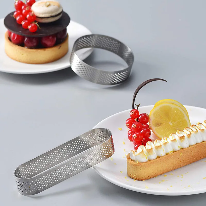 Edelstahl perforierter nahtloser Tortenring, Quiche-Ring, Tortenform, Kuchenform, nahtloses Backzubehör, Ausstecher