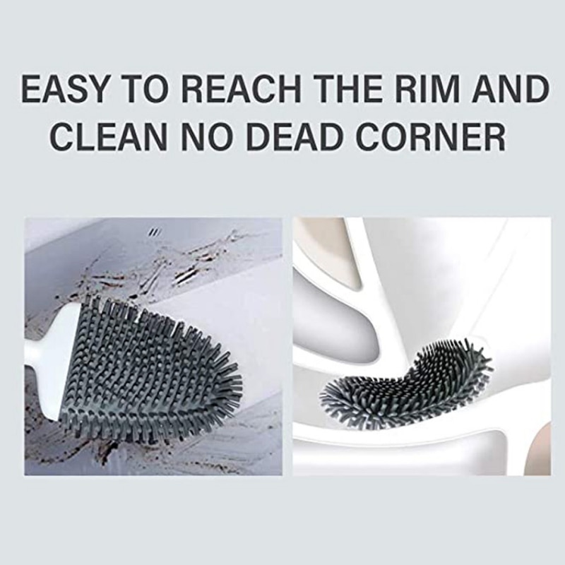Testa di gomma Scopino con Supporto in silicone per Uso Domestico Spazzola per La Pulizia Bagno Wc Parete a forma di U Flessibile Può Essere Piegato pennello