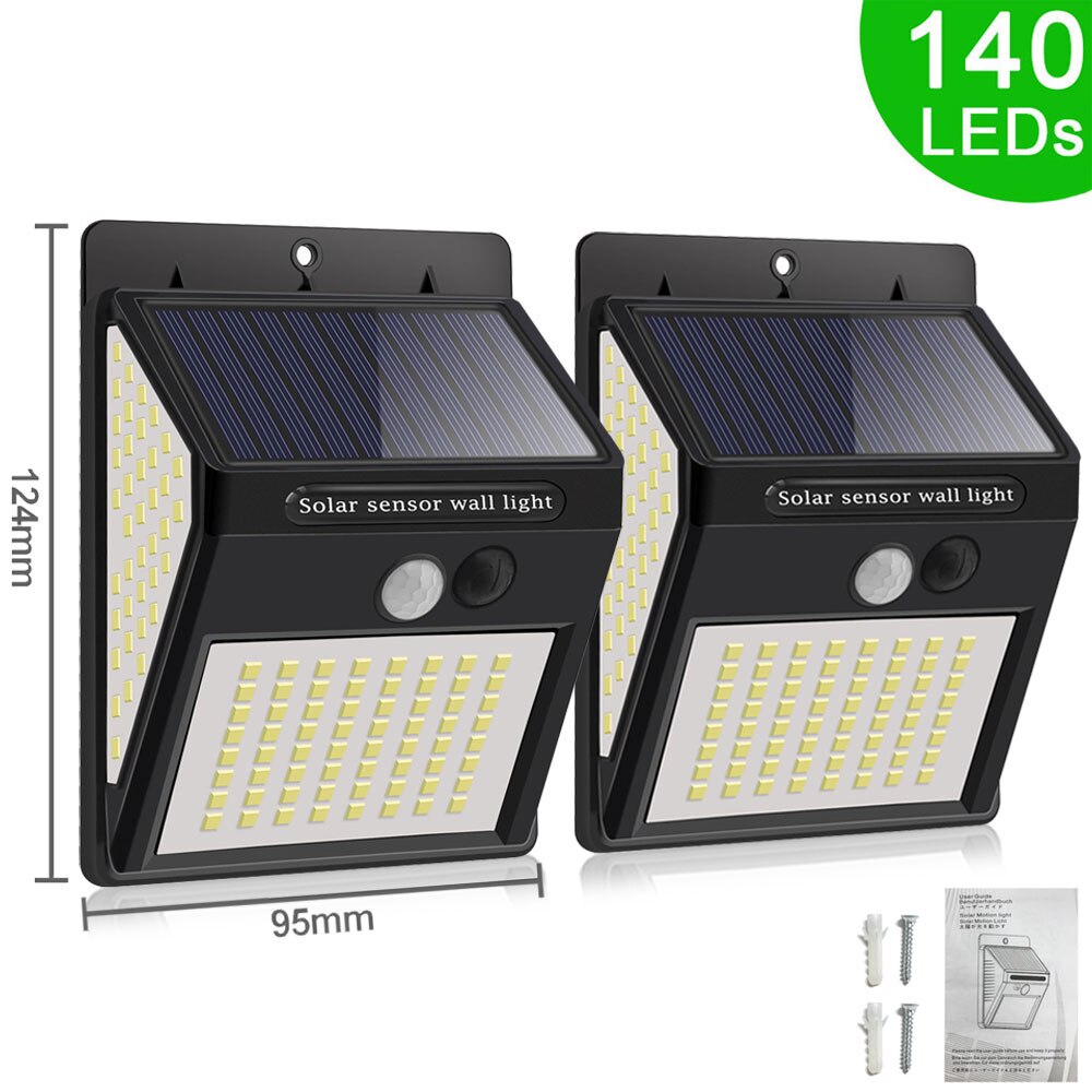 Leclstar 308 140 Led Solar Light Outdoor Motion Sensor Zonlicht Zonne-energie Lamp Waterdicht Straat Licht Voor Tuin Decoratie: 2PCS 140LED