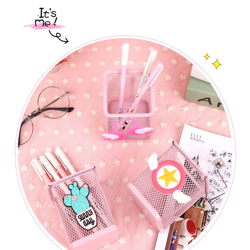 Vase à crayons rose licorne Cactus flamant rose Pot à crayons carré maquillage porte-pinceau papeterie fournitures de bureau