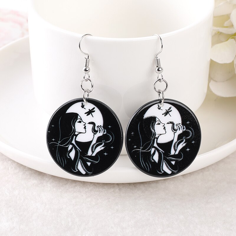 1Pair Wicca Witch Dead Moth Girl Dangle Earrings Acrylic Pagan Earring for Women Birthday: REDDISH BROWN