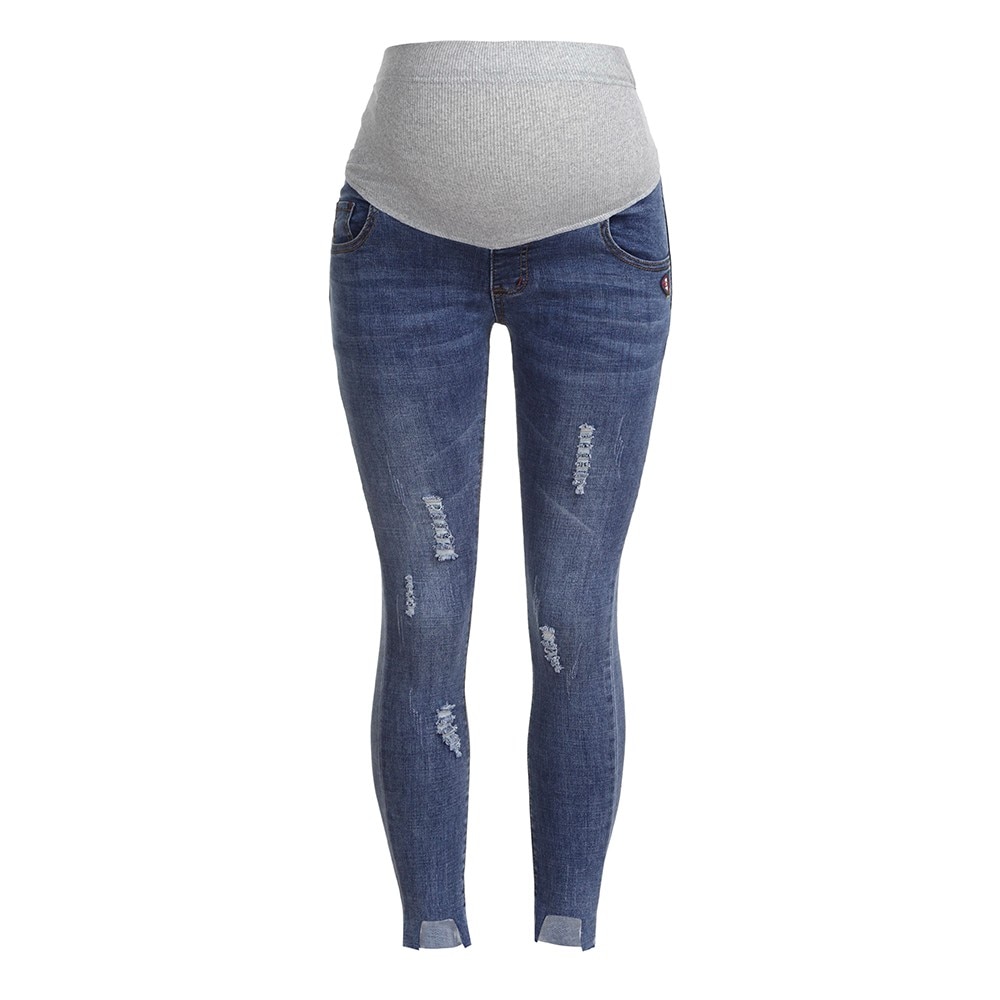 Pregnant Woman Ripped Jeans Maternity Pants Trousers Nursing Prop Belly Legging Soft Maternity Women Winter Autumn Jeans
