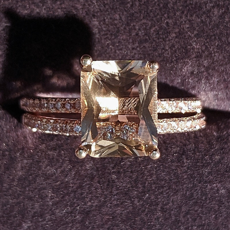 Rosa guld farve vielsesring sæt til kvinder engagement brand finger christmas sepcial unikke smykker  r5026