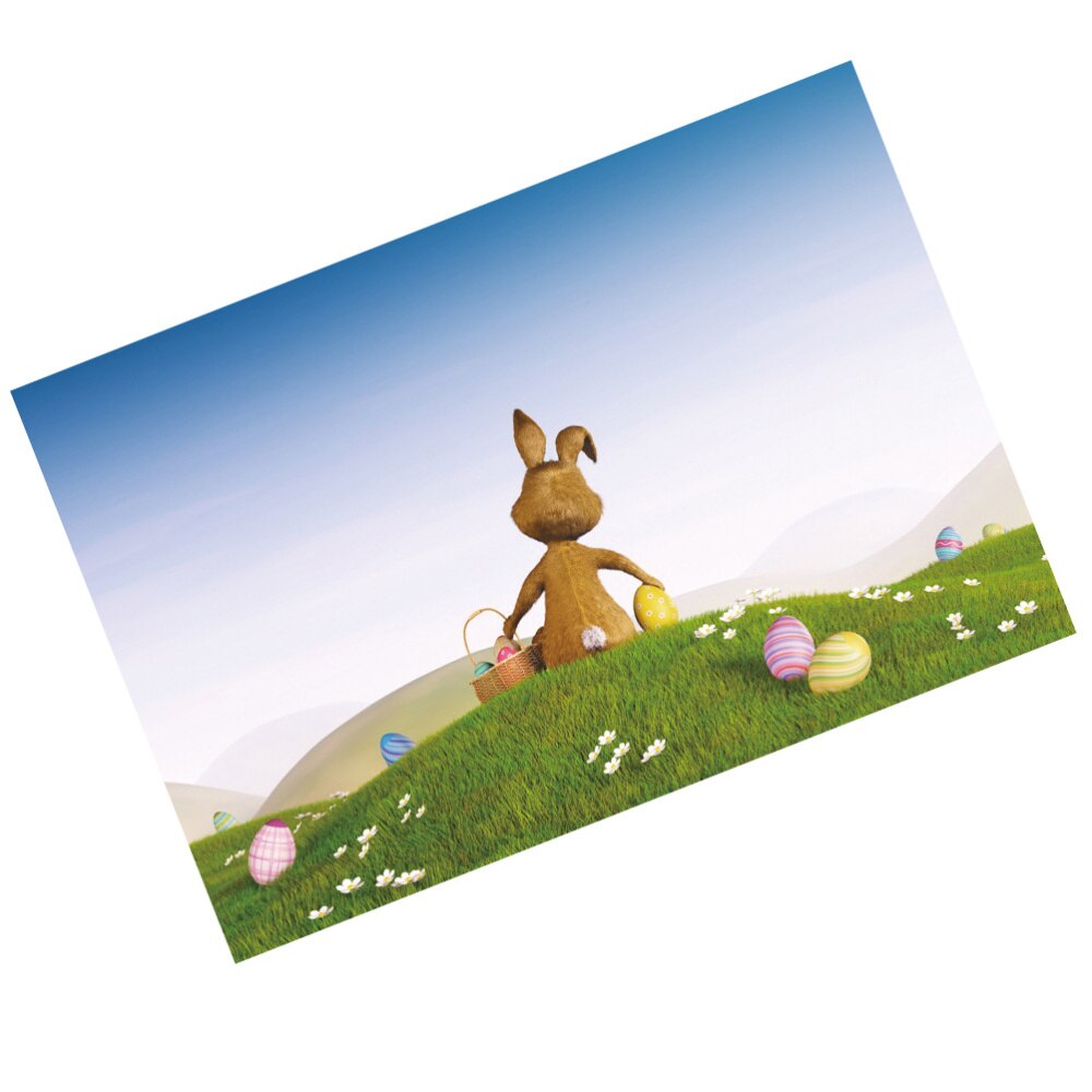 1Pc Cartoon Bunny Photo Background Easter Eggs Wall Backdrop for Photography: Assorted Color 4