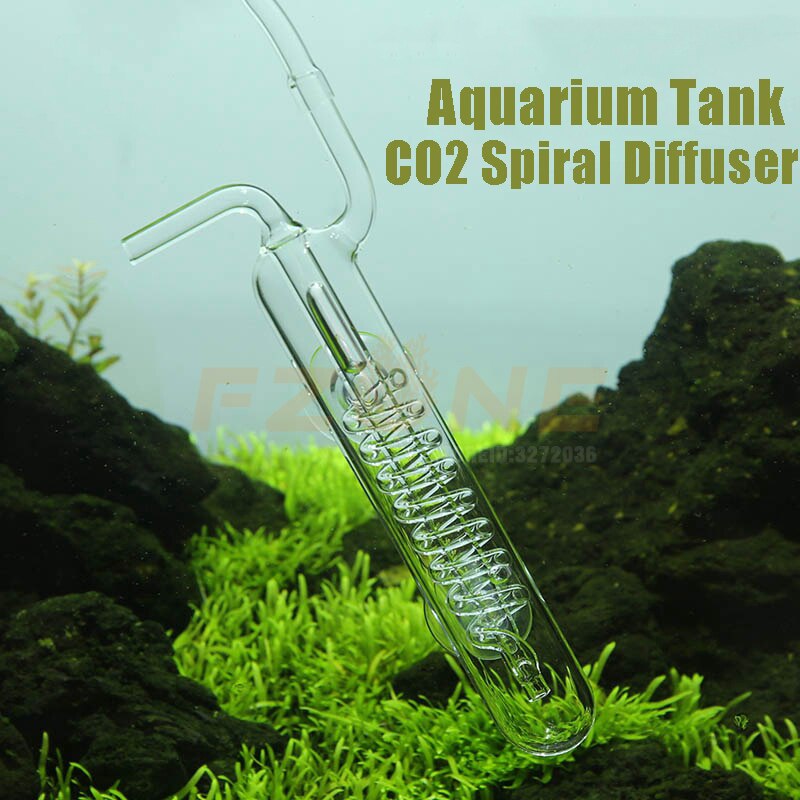 Aquarium Spiraal CO2 Diffuser Spiraal Glas Bubble Counter Verstuiver Tank Voor Geplant Tank Met Zuignap