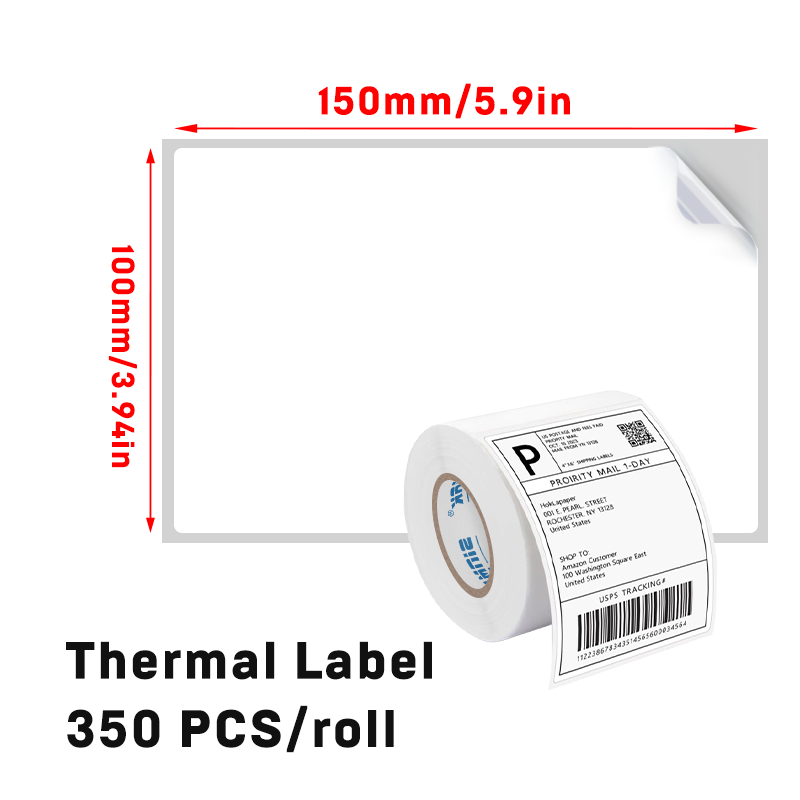 500/350 Blatt 4"x6" Thermo-Etikettenpapier 100x150mm selbstklebende Aufkleber für Thermo-Versandetiketten DHL UPS äußern Barcode-Etikett: rot