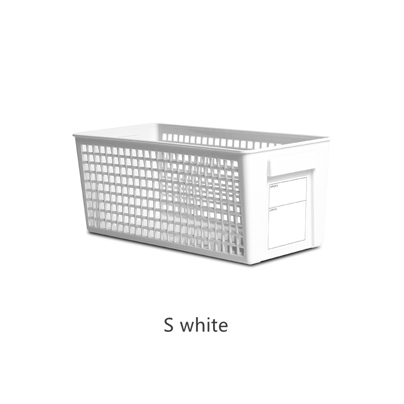 1Pcs Household Desktop Storage Box Bedroom Plastic Snack Storage Basket Kitchen Vegetable Storage Basket Bathroom Storage Box: S white
