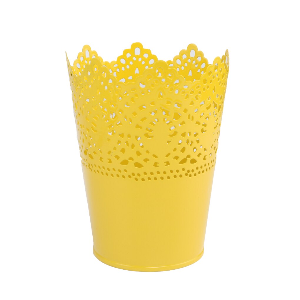 Maceta clásica de encaje para flores, soporte para escritorio, maceta de hierro para flores, maceta para plantas de Color sólido, herramientas de decoración de jardín para el hogar con bandeja: 01