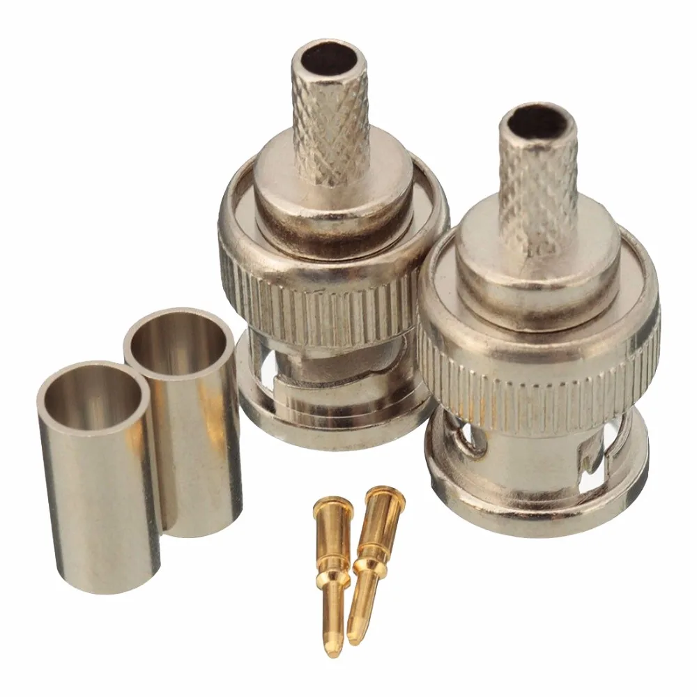 100 stücke BNC RG58 RG59 RG60 Stecker crimpen Anschlüsse für CCTV Kamera Verbinden Anpwoo BNC Kommunikation Konverter sicherheit IPC