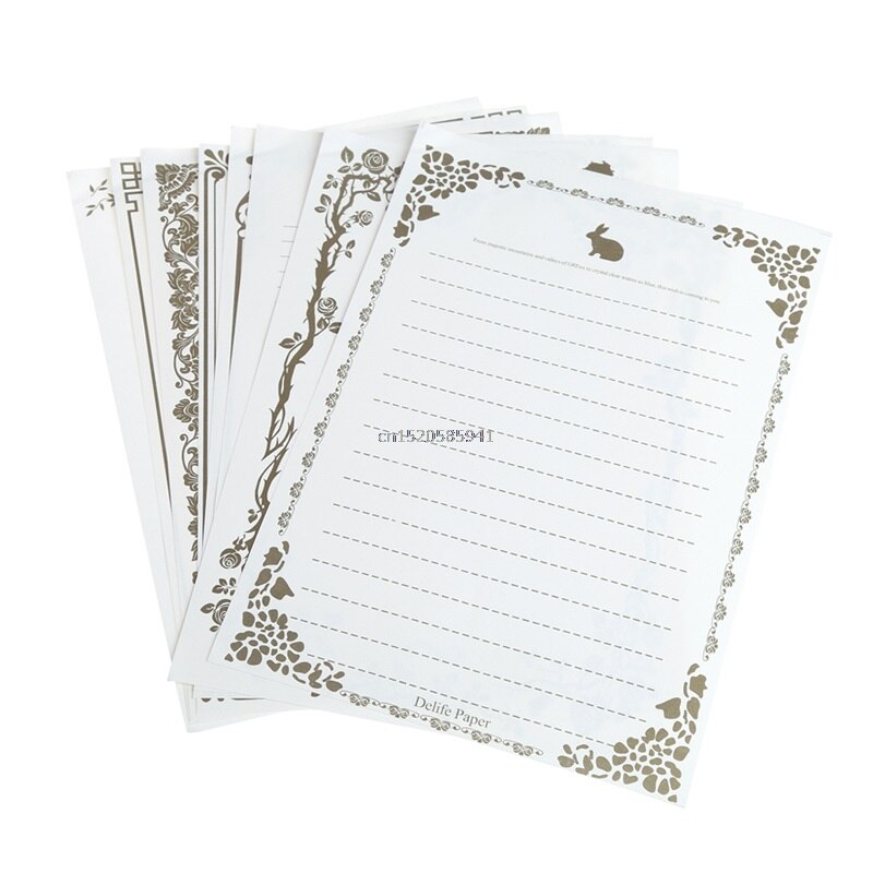 8 Sheets Vintage Retro Writing Stationery Paper Pad Note Letter Set: Beige