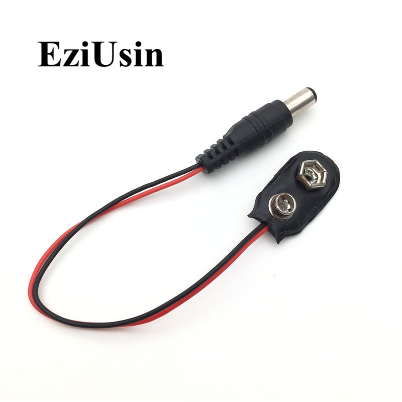 Adaptador de batería 6F22 9V, clip de conector a presión, soporte de cables de plomo DC 5,5x2,1, Clip de cable de alimentación para Arduino BATTERI PLUG, 10 Uds.