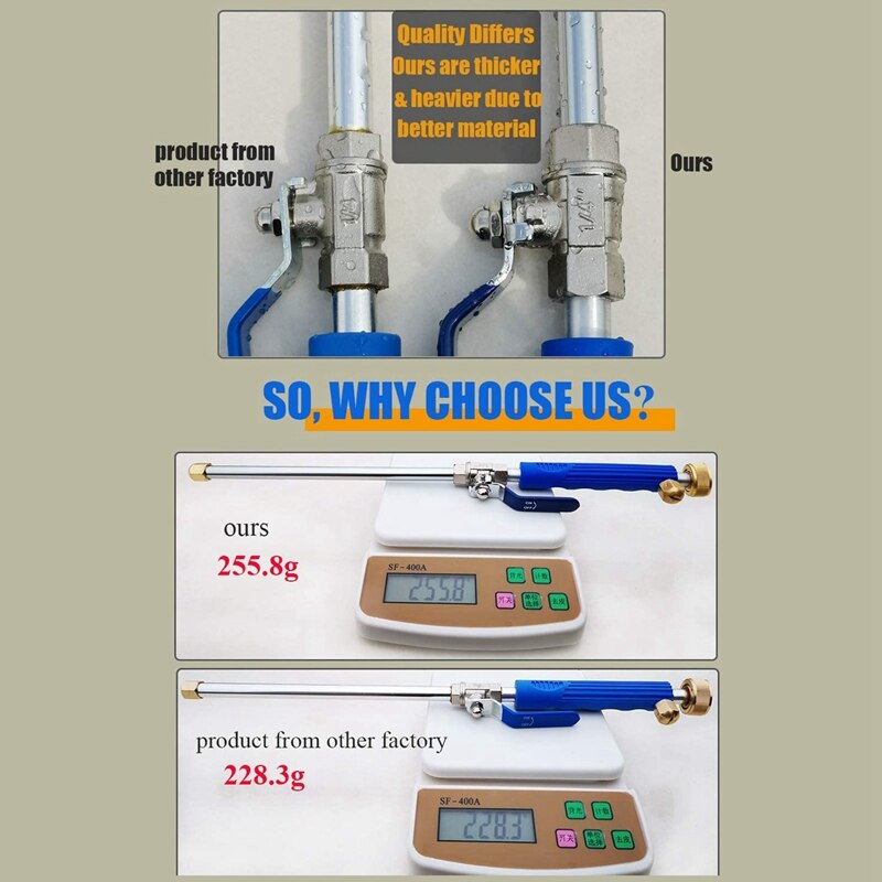 High Pressure Power Washer Wand For Garden Hose With Jet Nozzle And Fan Nozzle Hydro Jet Power Sprayer For Car Washing