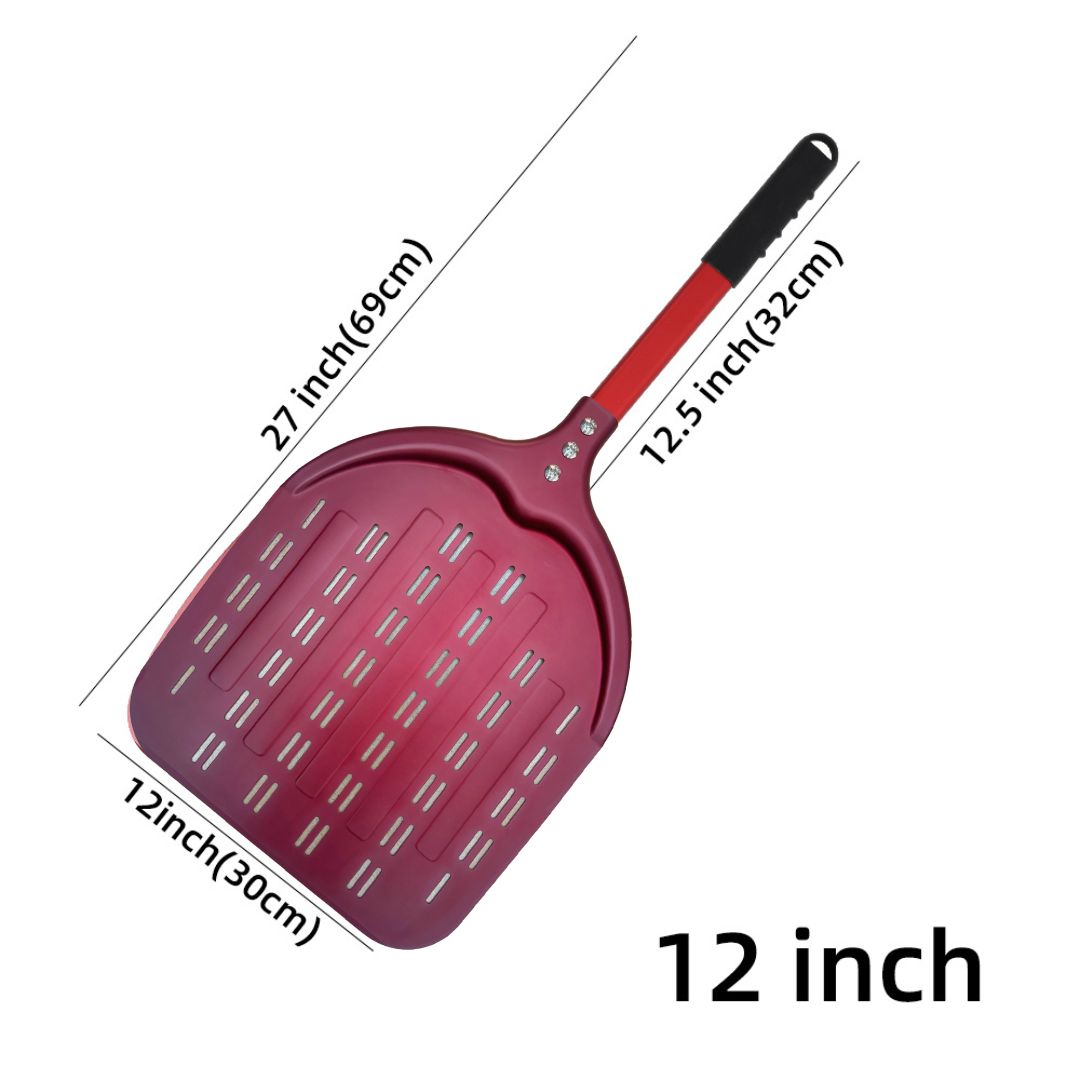 12 13 14 & 7 Inch Pizza Schil Lange Steel Draaien Peddel Aluminium Pizza Turner Bakken Tool Geperforeerde Keuken accessoires: Chocolade