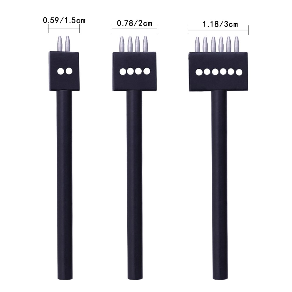 LMDZ 4mm stitch hole punch tool prong 2/4/6 Hole Diameter Punch Tools Round Row Punch Drill DIY leather craft stitch