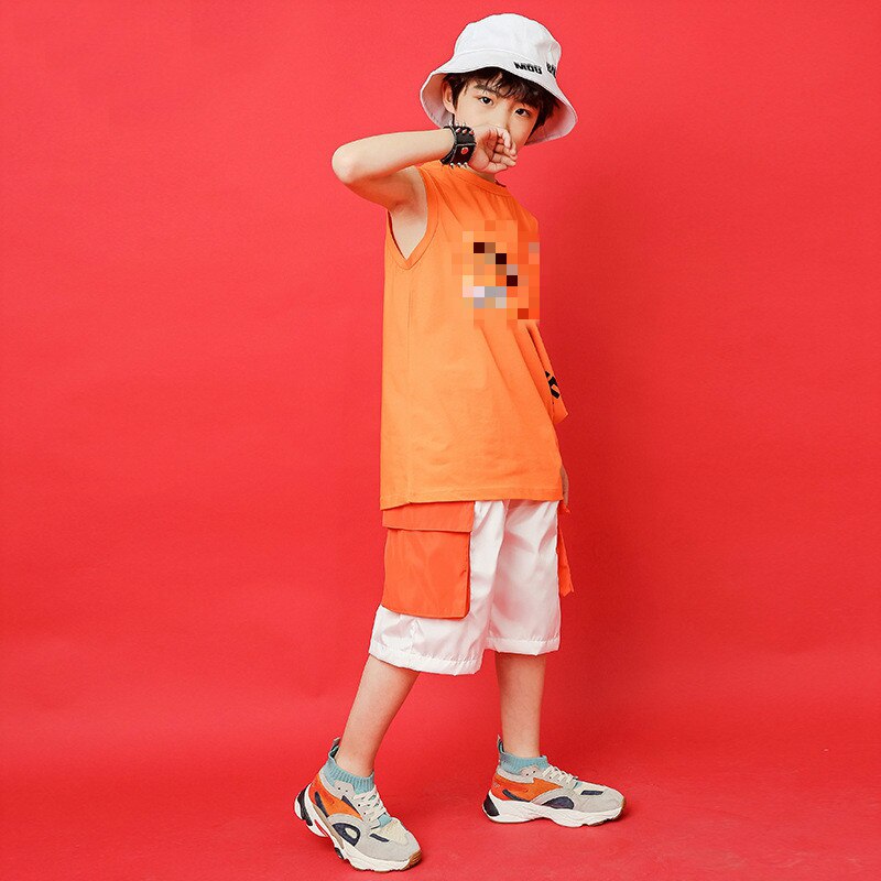 Vêtements Cool Hip Hop pour enfants, hauts amples irréguliers, t-shirt, Shorts décontractés pour garçons, Costumes de carnaval Jazz, vêtements de rue